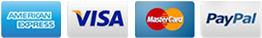 Icons for American Express, Visa, MasterCard, and PayPal